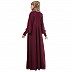 Umbrella cut abaya with long cuff sleeves- Wine Berry